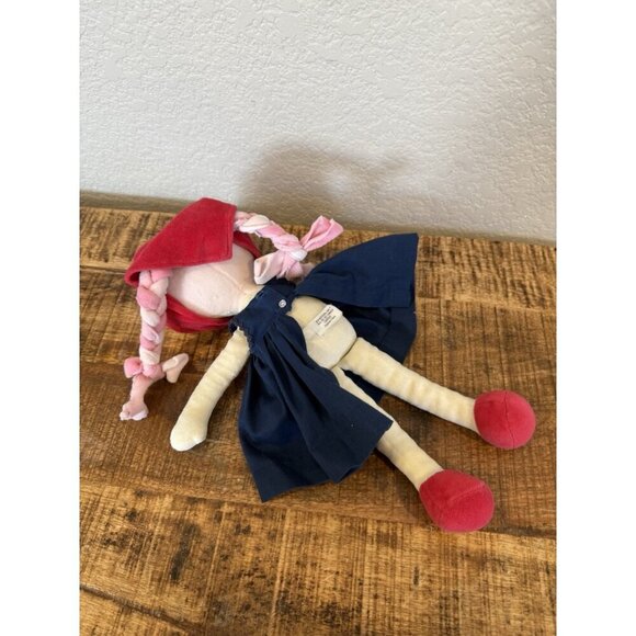 Kathe Kruse plush rag doll Blue dress Pink Braids  hair Germany Red Scarf Cloth - Picture 5 of 8